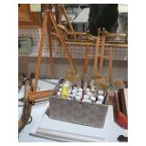 ALL PAINT, CANVASES, BRUSHES AND EASELS