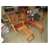(2X)NICE FOLDING WOOD CRUISE LINER DECK CHAIRS