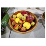 WOOD BOWL W/ DECORATIVE FRUIT