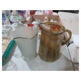 2 VTG SMOKED GLASS PITCHERS