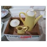 3 MCM USA POTTERY, COFFEE POT , CREAMER& SUGAR