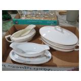 VTG GRAVY BOATS AND SERVING DISH W/LID