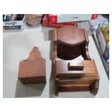 WOOD CANDLE BOX & WOOD MAIL HOLDER BOX