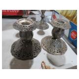 2 SILVERPLATED ORNATE CANDLE HOLDERS