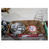 GLASS CANNISTER, PLANTERS JAR, MISC