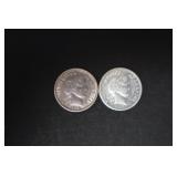 1892 P & 1903 P BARBER DIMES 90%