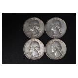(4) 1962 D WASH. QUARTERS 90%