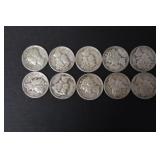 (10) MERCURY DIMES VARIOUS DATES & MM 90%