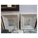 PAIR OF WHITE ORNATE FRAMED MAN & WOMAN PRINTS