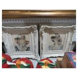 PAIR OF WHITE ORNATE FRAMED LADY PRINTS