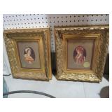 PAIR OF GOLD ORNATE FRAMED LADY PORTRAITS