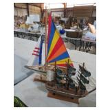 2 HAND MADE WOOD SAILING SHIPS