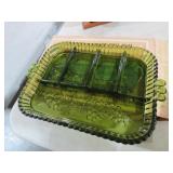 VTG 5 PART GREEN SERVING TRAY