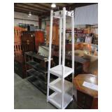 WHITE TIERED COAT RACK WITH SHELVES