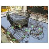 COLL OF METAL MESH APPLE & GRAPE THEMED BASKETS