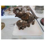 PAIR OF BRASS ELEPHANTS ON MARBLE BASE
