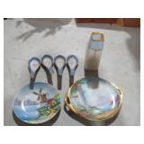 HANDPAINTED PLATES, SERVING SPOONS,HAT PIN HOLDER