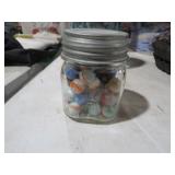 ATLAS JAR FULL OF VTG MARBLES