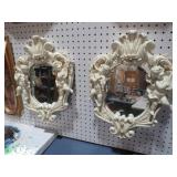 2 WHITE ORNATE CHERUB WALL MIRRORS
