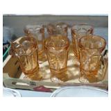 6 PINK FOOTED INDIANA GLASS TUMBLERS