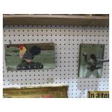 2 CAST IRON ROOSTER WALL HOOKS