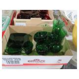 COLLECTION OF EMERALD GREEN VASES, CUPS, PLATES