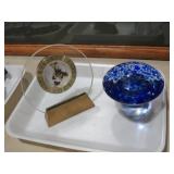 GLASS MUSHROOM AND CLOCK