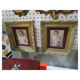 2 GOLD ORNATE FRAMED WOMENS PORTRAITS
