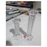 PAIR OF TOYLE CRYSTAL SPIRAL CANDLE HOLDERS