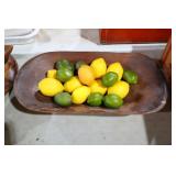 WOOD DOUGH BOWL W/ LEMONS/LIMES