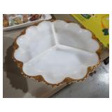 ANCHOR HOCKING FIRE KING MILK GLASS DIVIDED DISH