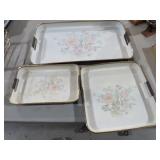 3 PC SET MC FLORAL SERVING TRAYS