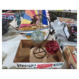 KUGEL STYLE ORNAMENT STAND & RED GLASS ORNAMENT