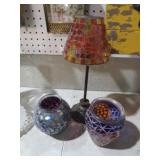 MOSAIC LAMP AND VASES