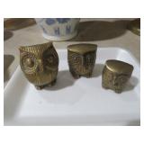 3 BRASS OWLS