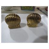 PAIR OF HEAVY BRASS SEASHELL S&P SHAKERS