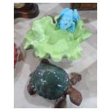 GARDEN DECO BIRD BATH & TURTLE