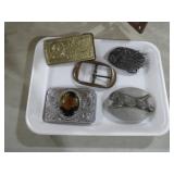 COLLECTION OF BELT BUCKLES,BRASS,PEWTER,MISC