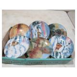 (6) 6" VTG HAND PAINTED FALL/WINTER DECOR PLATES