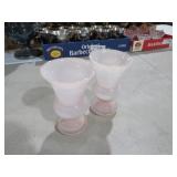 PAIR OF PINK OPALINE GLASS VASES