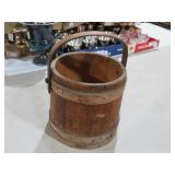 PRIMITIVE WOOD FIRKIN BUCKET WITH HANDLE