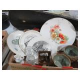 COLLECTION OF CRUETTS, COLL. PLATES & POTTERY BOWL