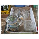 COLLECTION OF CLEAR GLASS BOWLS, BEER STEIN MISC