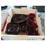 COLLECTION OF RUBY RED CUPS, BOWLS, PLATES