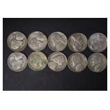 (10) 35% SILVER WARTIME NICKELS