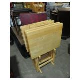 SET OF 4 FOLDING WOOD TV TRAYS