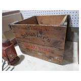 VTG WOOD SCHUSTERS FOUNTAIN SYRUP WOOD ADV. CRATE