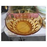 VTG AMBER HAZEL ATLAS SERVING BOWL