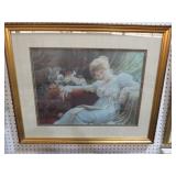 GOLD FRAMED SLEEPING VICTORIAN LADY