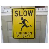 METAL SLOW CHILDREN AT PLAY SIGN